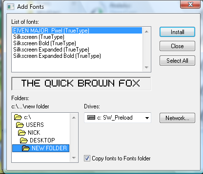 Windows Vista Font Manager