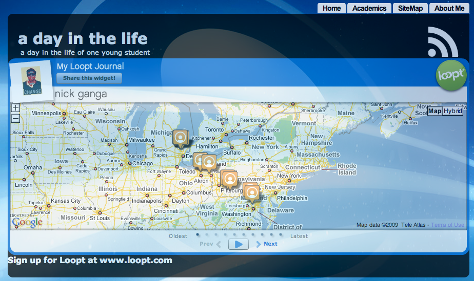 Loopt Widget Loopt widget tracing path from Auburn Hills, MI to Washington, DC